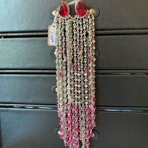 8” long Classic earrings Magenta